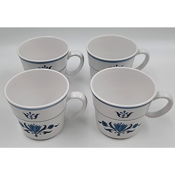 Noritake 9004 Blue Haven Floral Flat Cup Coffee Mug 1966-1979 Japan Lot of 4 - Picture 3 of 5